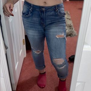 distressed boyfriend jeans